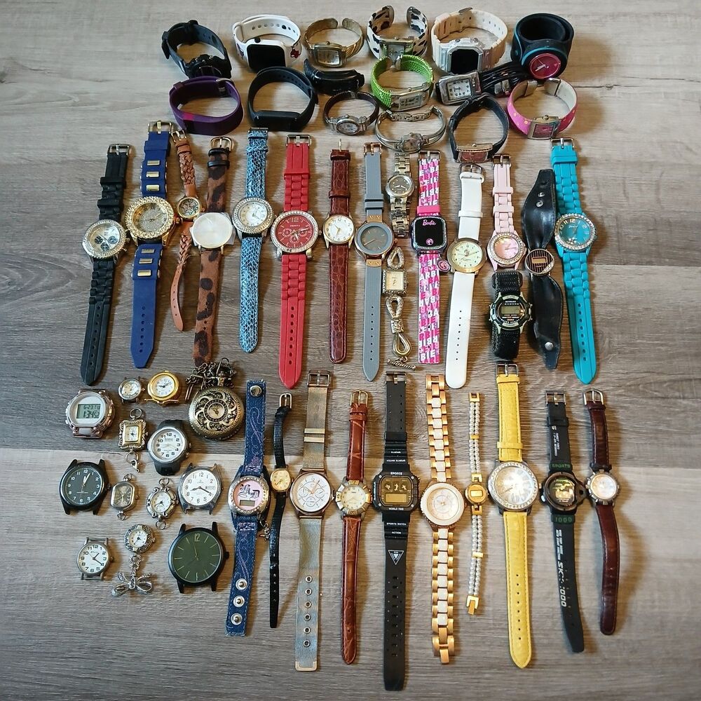 Huge Watch Lot of 50+ Mixed Brands Vintage & Modern Parts/Repair Untested-Box 20